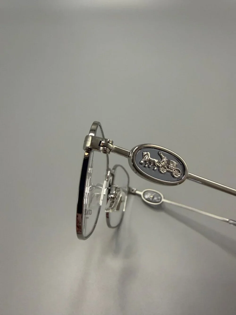 Coach Silver Metal Eyeglass Frames Horse Carriage Logo New Demo